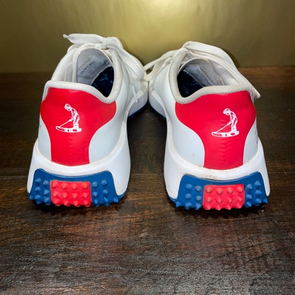 Golf G/Fore X Pinehurst G.112 White Blue Red Golfing Waterproof Shoe Sz 7.5 - Picture 3 of 12